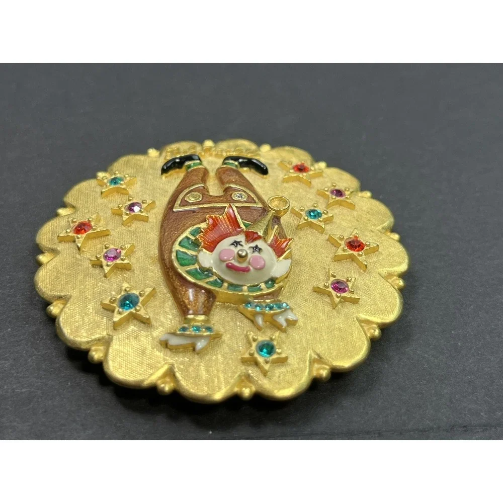 Bob Mackie Clown Mosaic Compact Mirror Gold Tone